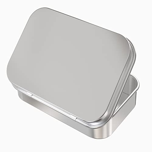 Hinged Tin Storage Containers - 2 Pack, 4.5x3.3 Inch Metal Tins