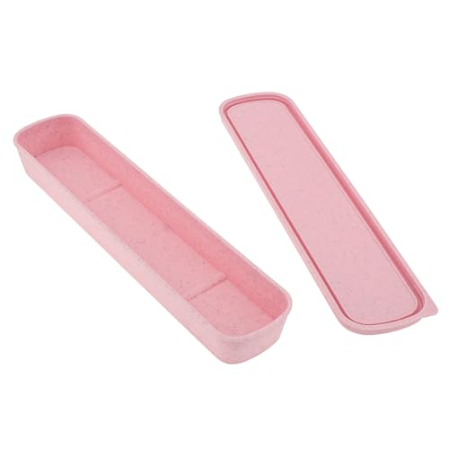 Pink Portable Flatware Box - Travel Cutlery Storage Case, 9.84 x 2.40 inch