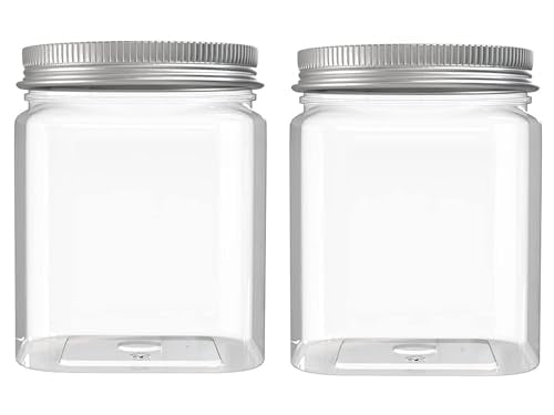 24 Oz Clear Plastic Jars - 2 Pack Refillable Food Storage Containers
