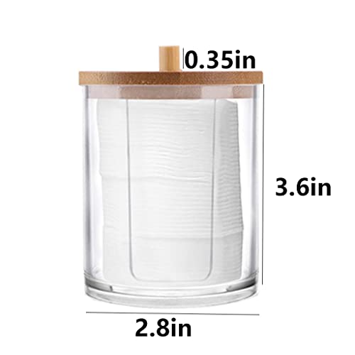 Travel Cosmetic Cotton Pad Holder Dispenser with Bamboo Lid - Makeup Organizer for Bathroom & Travel - Tearom