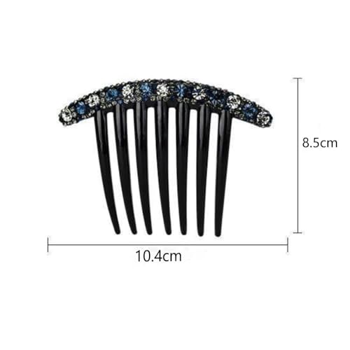Blue Rhinestone Hair Combs 2-Piece Set Korean Style Seven-Tooth Hair Accessories