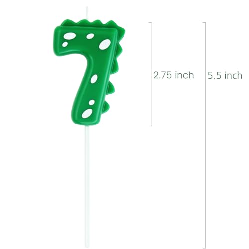 Dinosaur Birthday Candle - Green Number 7 for Cake Decoration
