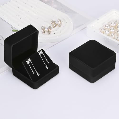 KUKUVR Velvet Earring Storage Box - 2 Pcs Small Jewelry Organizer