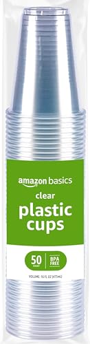 Disposable Clear Plastic Cups - 16oz, BPA-Free, 50 Count