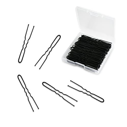 Black U Shaped Hair Pins 100 Pcs Heavy Duty Wave Hairgrips with Box