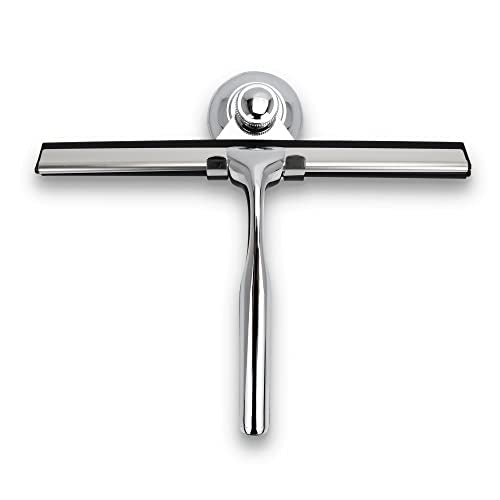 Fab Glass and Mirror Chrome 10-Inch Silicone Blade Shower Squeegee with Holder