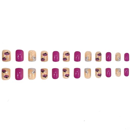 Halloween Press on Nails Short Square Cute Ghost Pumpkin Fake Nails 24 Pcs