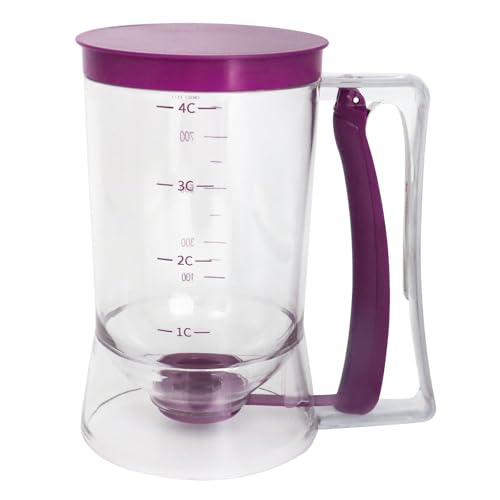 MIWOGA Pancake Batter Dispenser, 900ml Measuring Cup for Baking - Purple