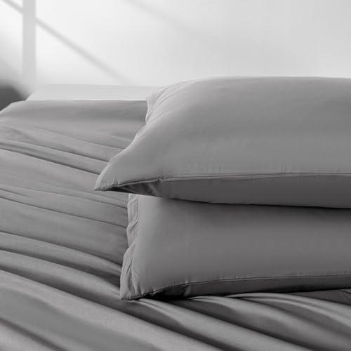 NookZuzu King Size Zipper Pillow Cases - Dark Gray, 20x36 Inch Set of 2