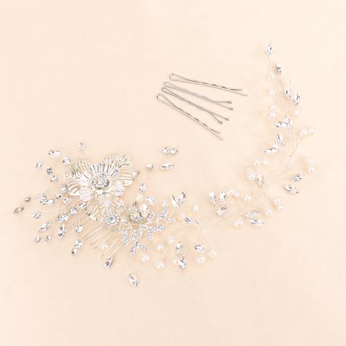 Moikolok Bridal Rhinestone Hair Comb for Wedding Updos and Hairstyles
