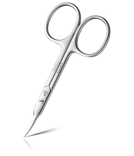 SILLVER Curved Cuticle Scissors - Extra Fine Pointed Stainless Steel Grooming Tool