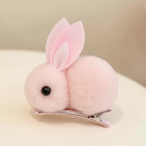Plush Bunny Hair Clips - Cute Fluffy Rabbit Hair Claws Set for Women