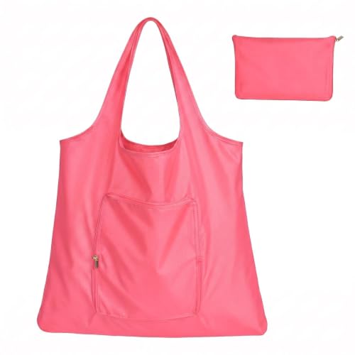 Reusable Foldable Grocery Bag - Waterproof Nylon Tote, Watermelon Red
