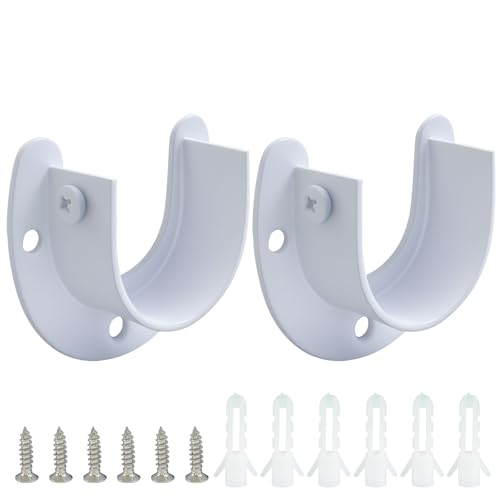 White Stainless Steel Closet Rod Bracket Support for 1-1/2 Inch Rods