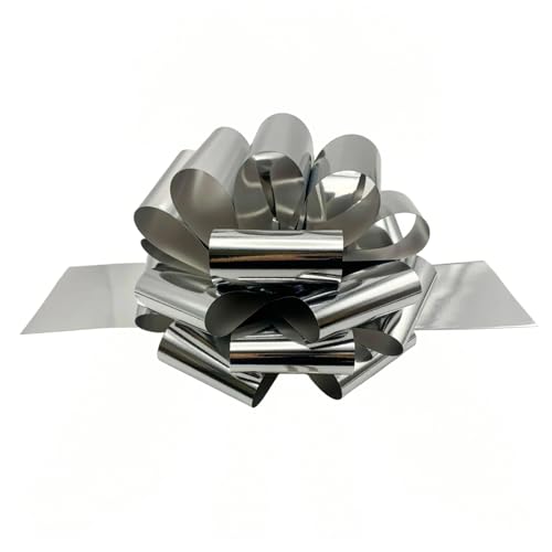 12-Inch Silver Gift Bow - Waterproof & Long-Lasting for Holidays