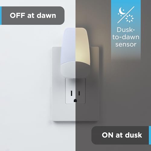 GE Plug-In LED Night Light with Dusk to Dawn Sensor, 2 Pack, Warm White
