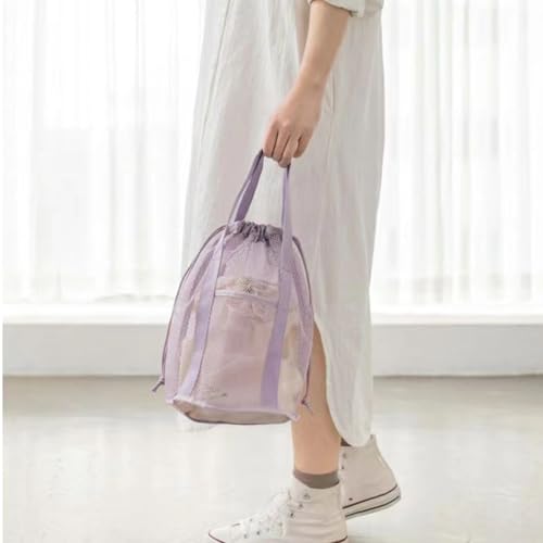 Zisqerts Portable Mesh Shower Caddy - Quick-Dry Toiletry Organizer, Purple