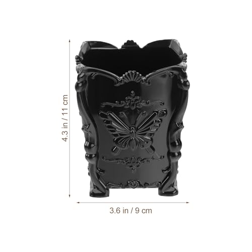 Beaupretty 1pc Black Butterfly Carved Acrylic Makeup Brush Holder Cup Organizer