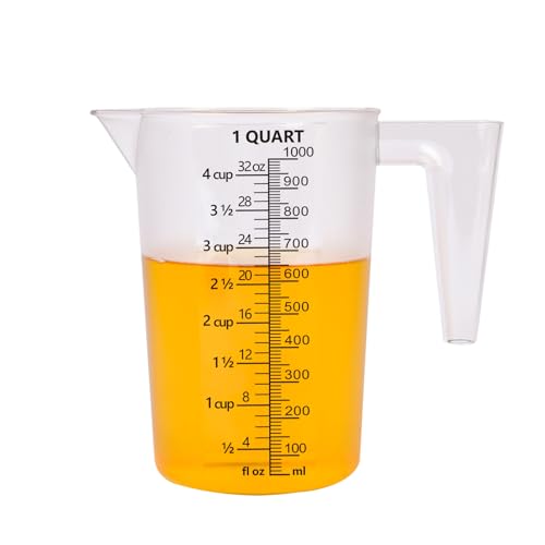 32oz Measuring Pitcher with Laser-Etched Markings - Clear Plastic Cup