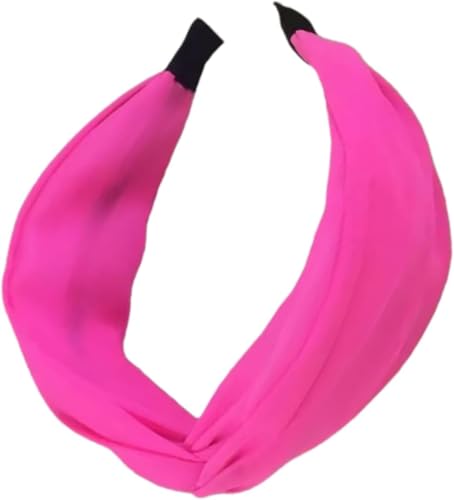 Pink Neon Knotted Headband Wide Non-Slip Hair Band for Women and Girls
