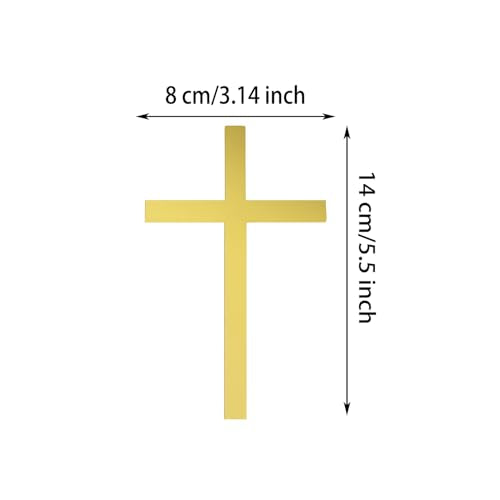 Gold Acrylic Cross Cake Toppers - 6pcs for Weddings & Celebrations