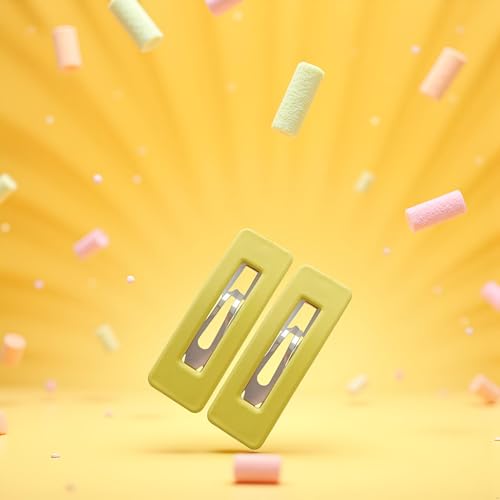 Yellow Matte Square Hair Clips for Women - 2Pcs Candy Color Bangs Barrette