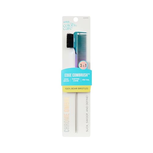 Kiss Colors & Care 3-in-1 Edge Comb Brush with Boar Bristles