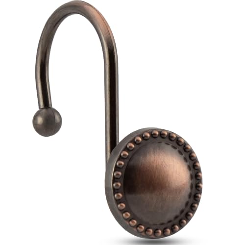 Rust-Resistant Shower Curtain Hooks - 12-Pack Bronze Rings