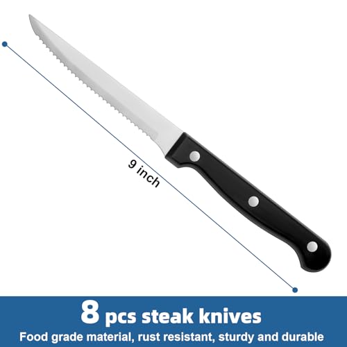 WISKEMA 8-Piece Steak Knife Set - High-Carbon Stainless Steel
