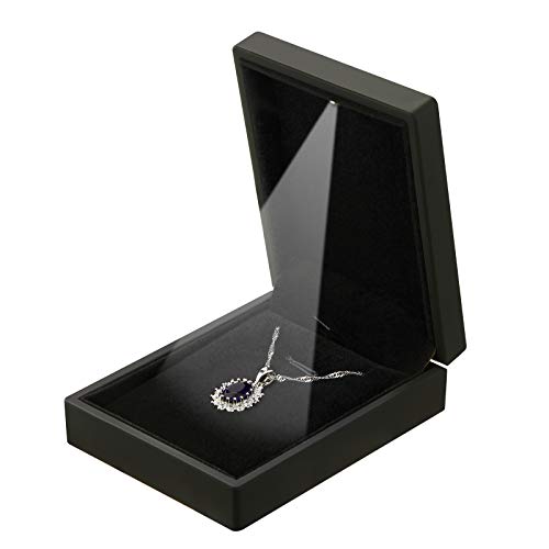 LETURE LED Pendant Necklace Gift Box - Velvet Jewelry Display Case, Black