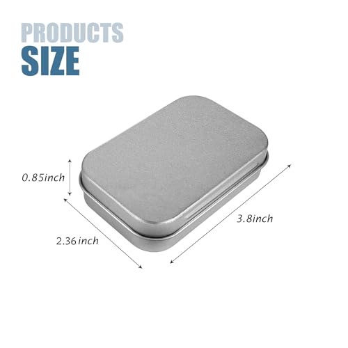Yeetandoo Silver 2-Pack Metal Tin Storage Boxes with Lids