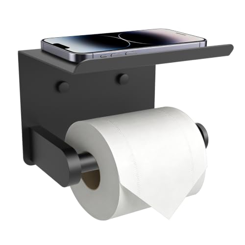 SetSail Matte Black Toilet Paper Holder with Shelf - 1 Pack