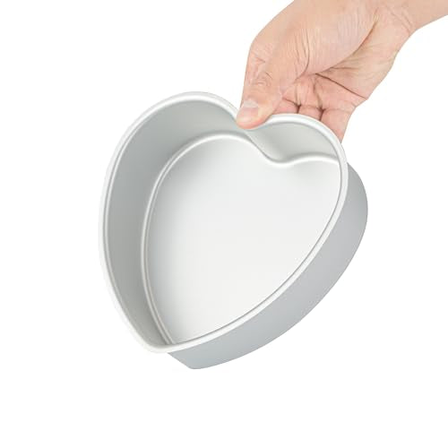 Restaurantware-Met Lux 6 x 6 x 2 Inch Straight-Sided Baking Tins, 12 Heart Shaped Cake Pans - Oven-Ready, Freezable, Anodized Aluminum Heart Baking Pans, Greaseproof, For Valentine’s Day Cakes