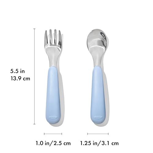 OXO Tot Fork and Spoon Set for Toddlers - Dusk Stainless Steel Utensils