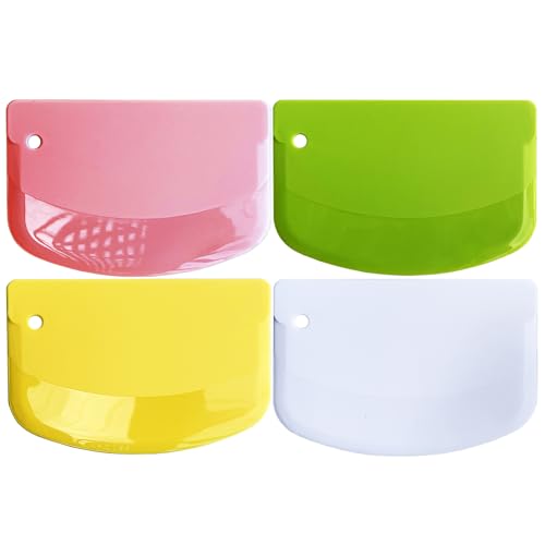 CEWIFO 4-Pack Flexible Dough Scrapers - BPA-Free & Easy to Clean