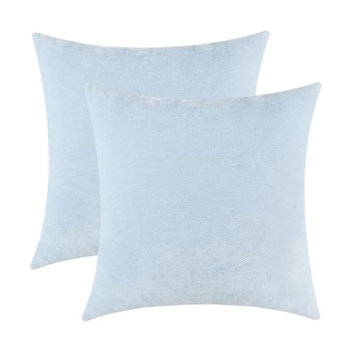 Jeneoo Baby Blue Chenille Throw Pillow Covers Set of 2 20x20 Inches