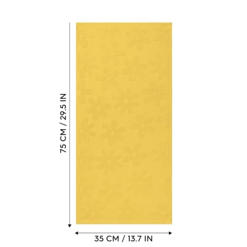 Yellow 3D Floral Jacquard Hand Towel - 100% Cotton, 13.7" x 29.5"