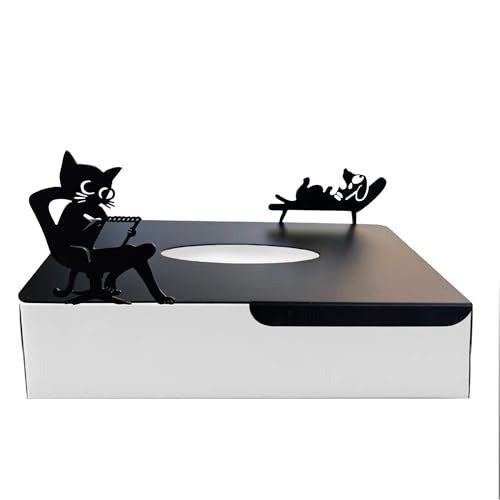 Funny Cat Psychiatrist Tissue Box Cover - Matte Black Steel