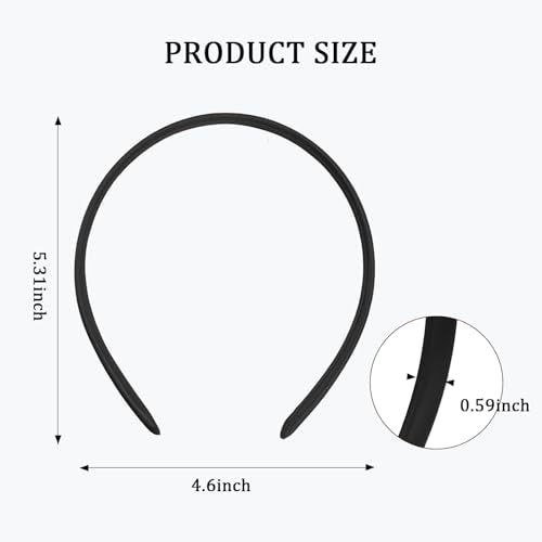 Black Satin Headbands for Women 20PCS - 1 Inch Thin Hair Bands for DIY Crafts