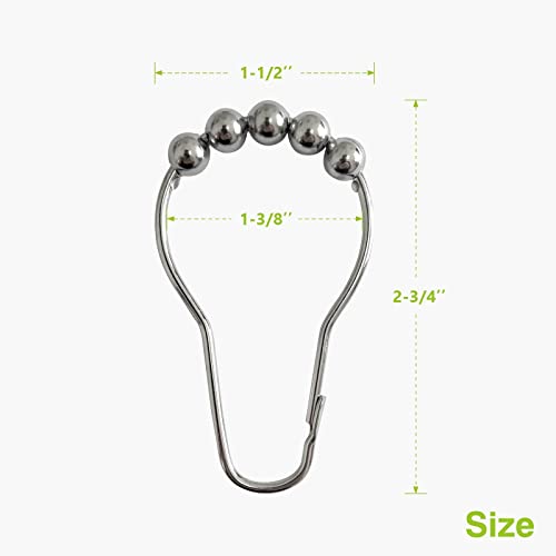 Naiture Stainless Steel Shower Curtain Hooks - Set of 12, Chrome