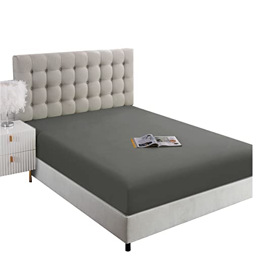 Ghooss Full Size Fitted Sheet - Dark Gray, Soft & Stain Resistant