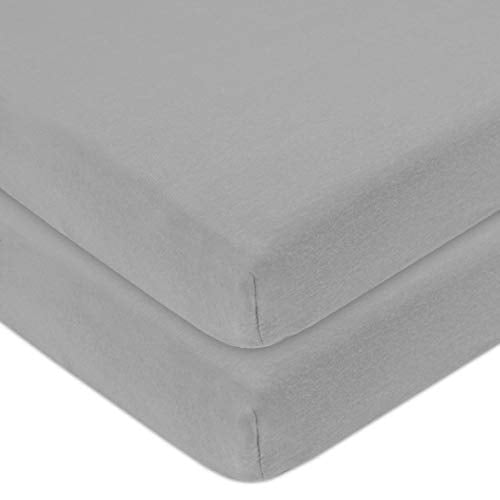 Fitted Mini Crib Sheets 2-Pack, 100% Cotton Jersey, Gray - 38x24"