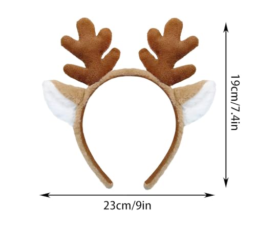 Reindeer Antlers Headband - Fluffy Animal Ears Deer Costume Accessory