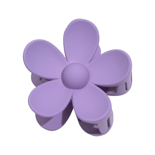 Jeffan Large Matte Flower Hair Claw Clip - Purple Plastic Hair Jaw
