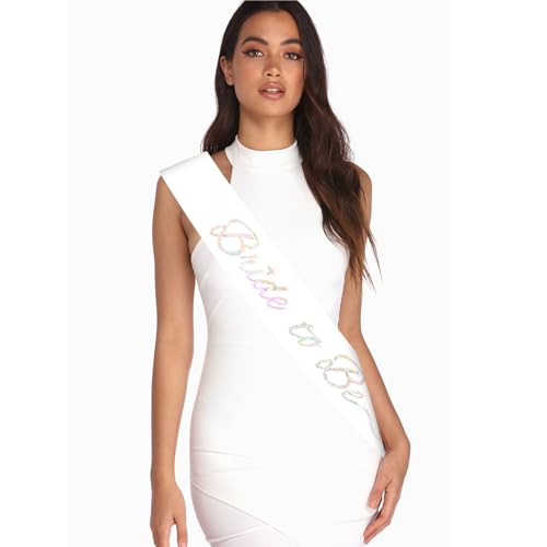 Bride to Be Sash - White Satin Bachelorette Party Accessory
