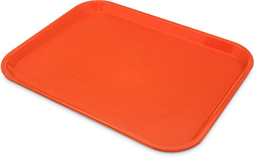 Cafeteria Tray with Patterned Surface - Lightweight Plastic, 17.87x14in, Orange