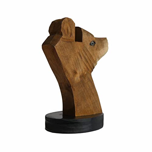 Handmade Wooden Eyeglasses Holder - Brown Bear Display Stand