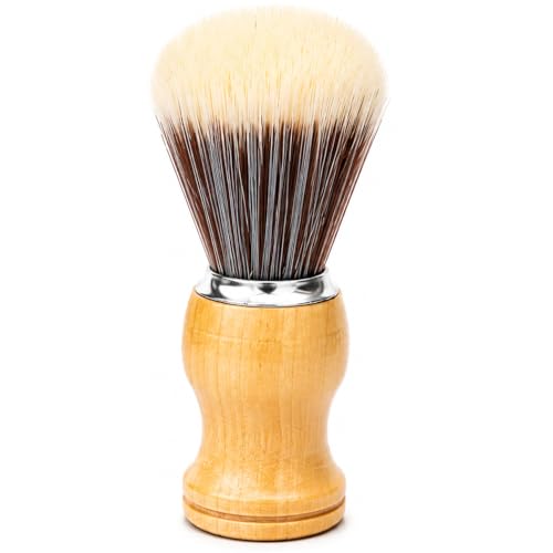 LUXXII Men's Shaving Brush - Synthetic Bristle Beard Shave Brush with Ergonomic Wooden Handle for Wet Shaving