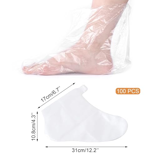 Quacc 100 PCS Disposable Plastic Foot Covers, Paraffin Bath Liners