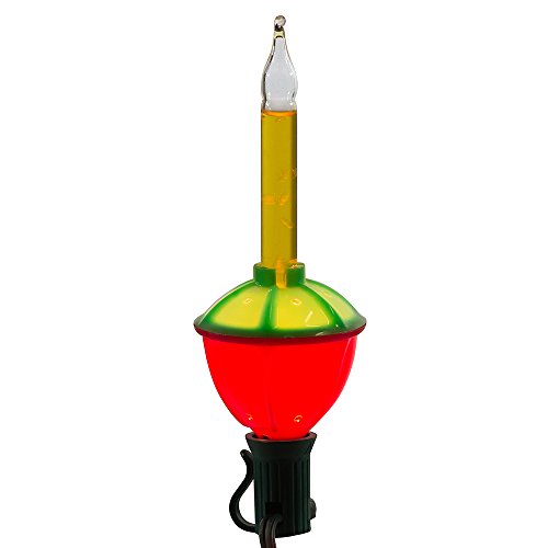 7-Light Bubble Light Set for Holiday Decor - Green Wire, Glass Bulbs